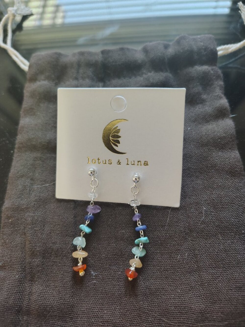 Lotus & Luna Raw Chakra silver post earrings